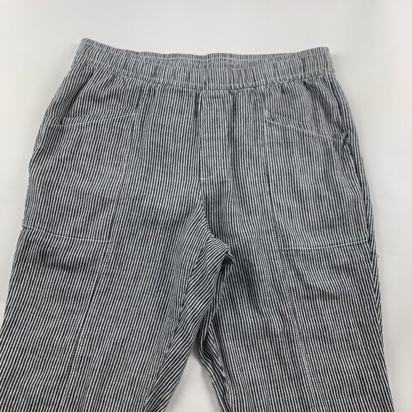 Old Navy Blue Striped Linen Blend High Rise Pull On Ankle Pant L - Picture 2 of 7